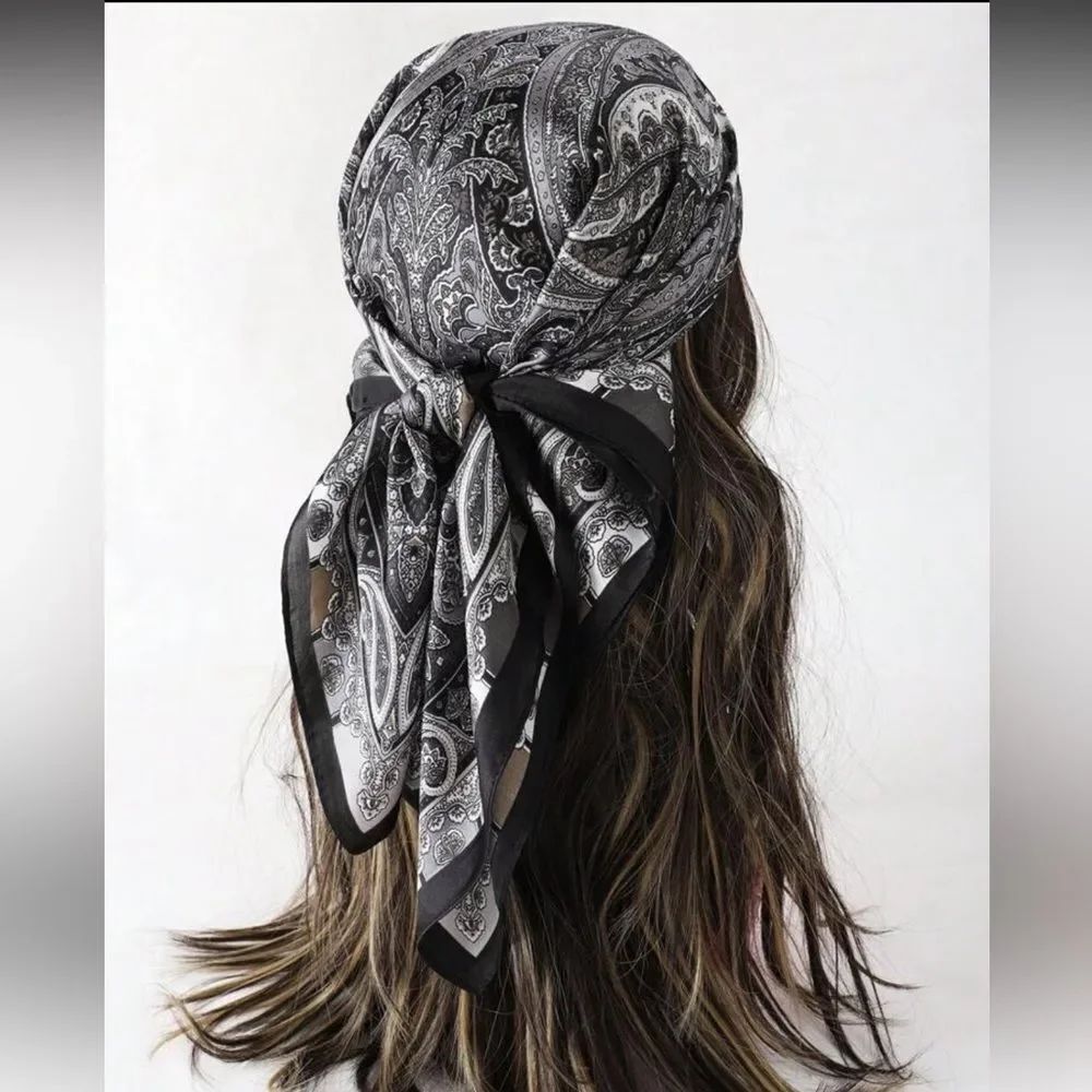 Black Paisley Head Scarf N1405